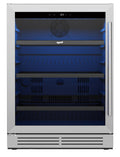 32" X 23" Silver and Black Stainless Steel Single Compartment Can Beverage Refrigerator