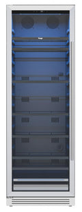 69" X 23" Silver and Black Stainless Steel Single Compartment Can Beverage Refrigerator