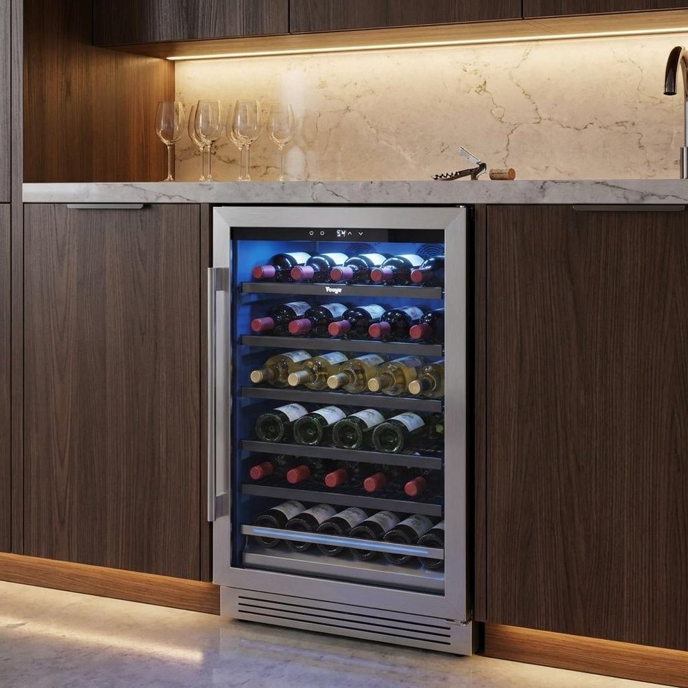 69" X 23" Silver and Black Stainless Steel Single Compartment Can Beverage Refrigerator