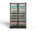 80" X 50" Clear and Black Stainless Steel Single Compartment Can Beverage Refrigerator