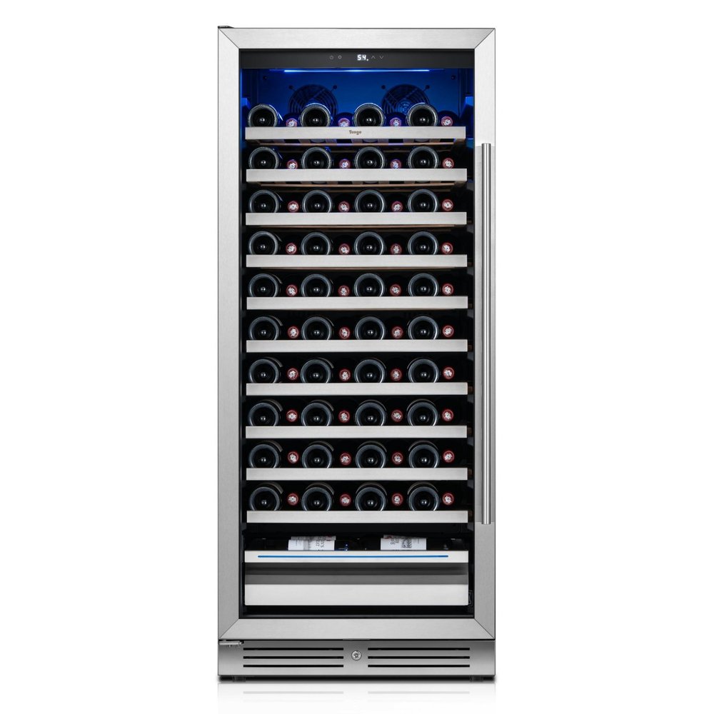 55" X 23" Silver and Black Stainless Steel Single Compartment Wine Refrigerator