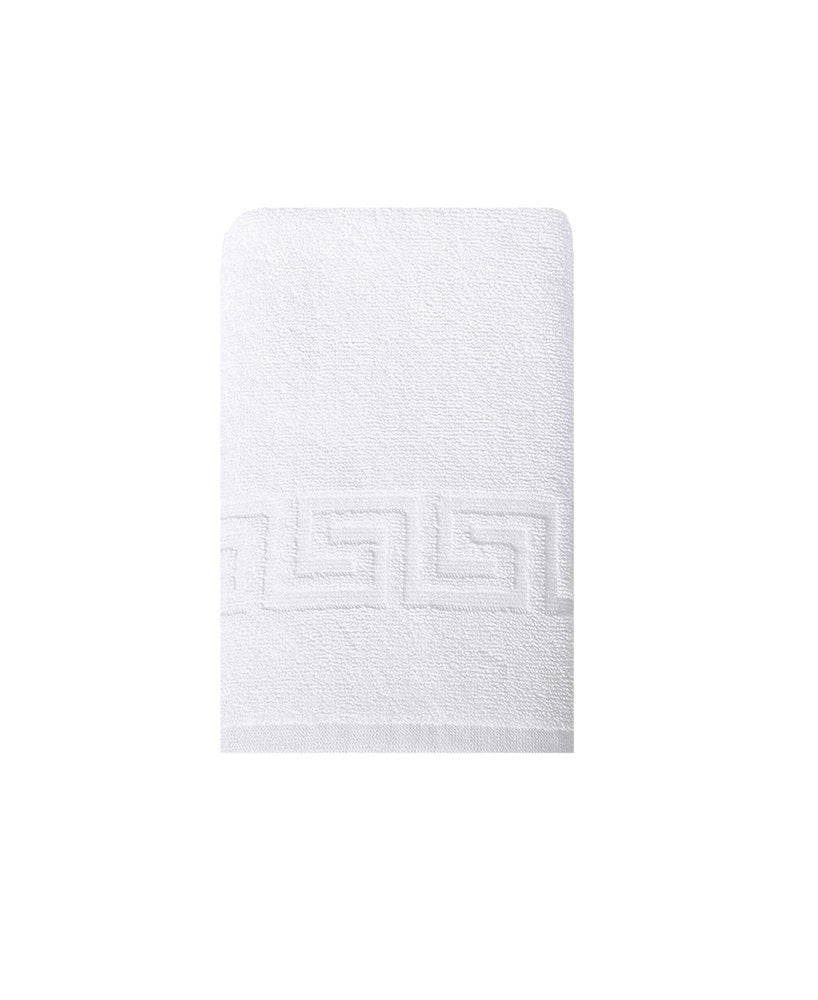 White Greek Key Turkish Cotton 30" X 16" Hand Towel on a white background