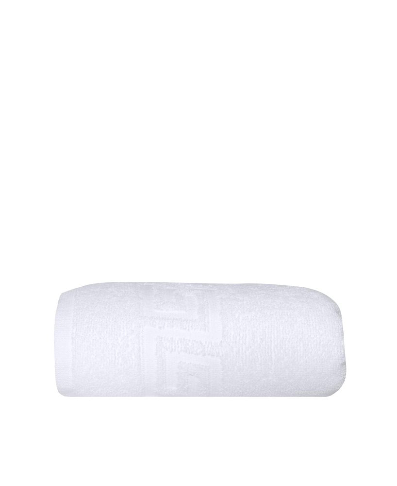 White Greek Key Turkish Cotton 30" X 16" Hand Towel on a white background