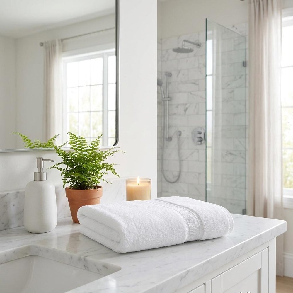 Set of Two White Turkish Cotton 60" X 40" Bath Sheet