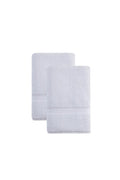 Set of Two White Chevron Turkish Cotton 54" X 27" Bath Towels on a white background