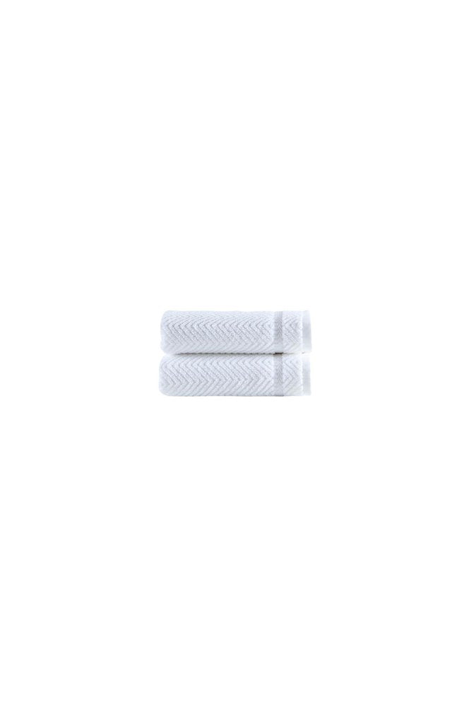Set of Two White Chevron Turkish Cotton 16" X 30" Hand Towels
