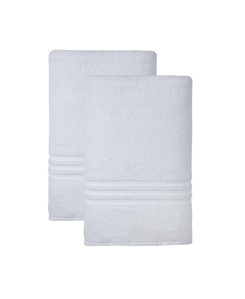 Set of Two White Turkish Cotton 66" X 35" Bath Sheet