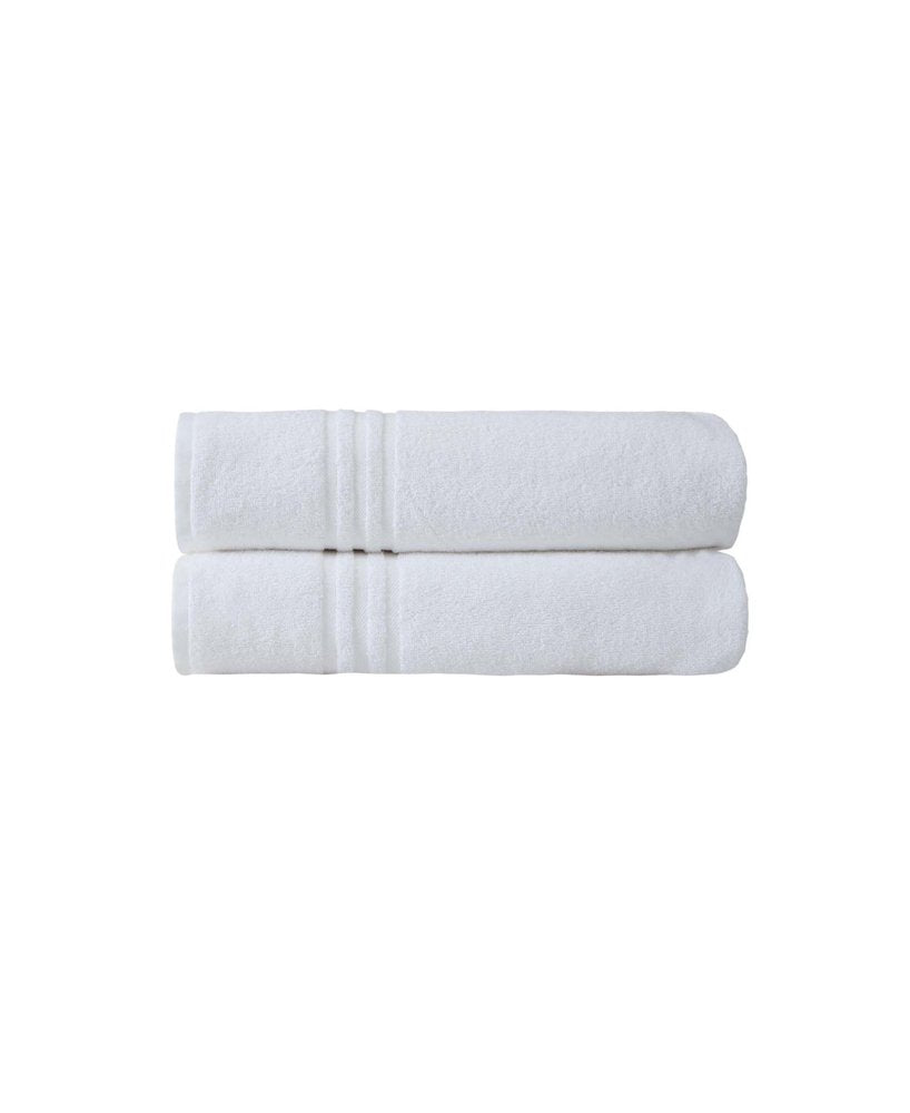 Set of Two White Turkish Cotton 66" X 35" Bath Sheet