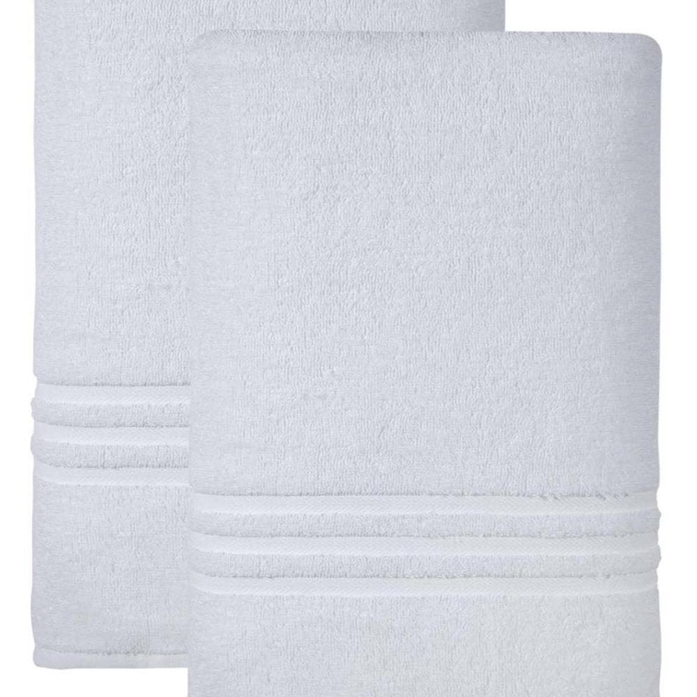 Set of Two White Turkish Cotton 66" X 35" Bath Sheet