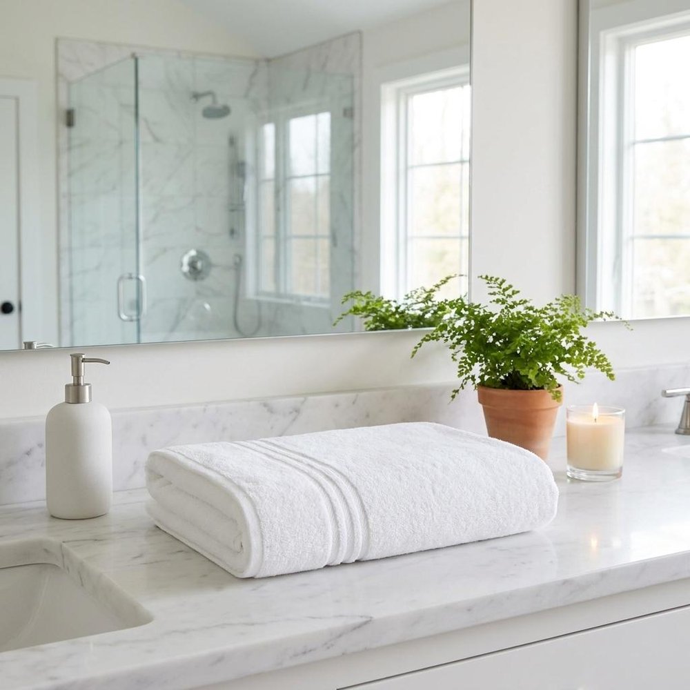 Set of Two White Turkish Cotton 66" X 35" Bath Sheet