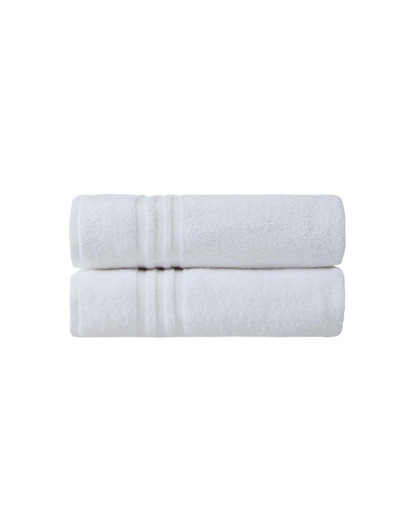 Set of Two White Turkish Cotton 54" X 27" Bath Towels