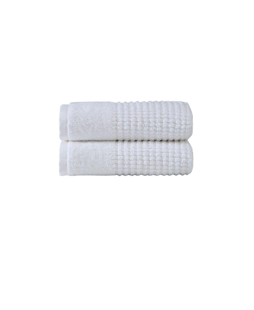 Set of Two White Polka Dots Turkish Cotton 30" X 16" Hand Towels