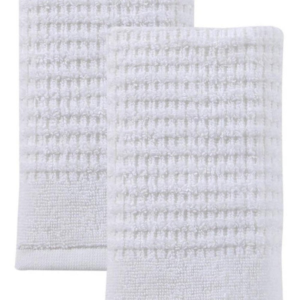 Set of Two White Polka Dots Turkish Cotton 30" X 16" Hand Towels