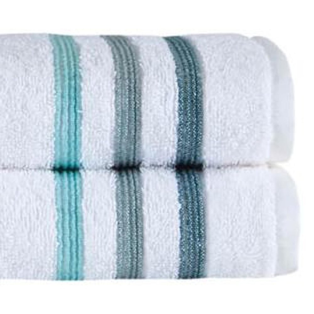 Set of Two White Turkish Cotton 54" X 27" Bath Towels on a white background