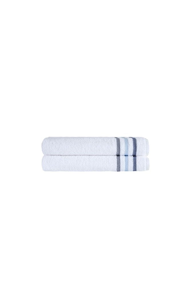Set of Two White Turkish Cotton 54" X 27" Bath Towels
