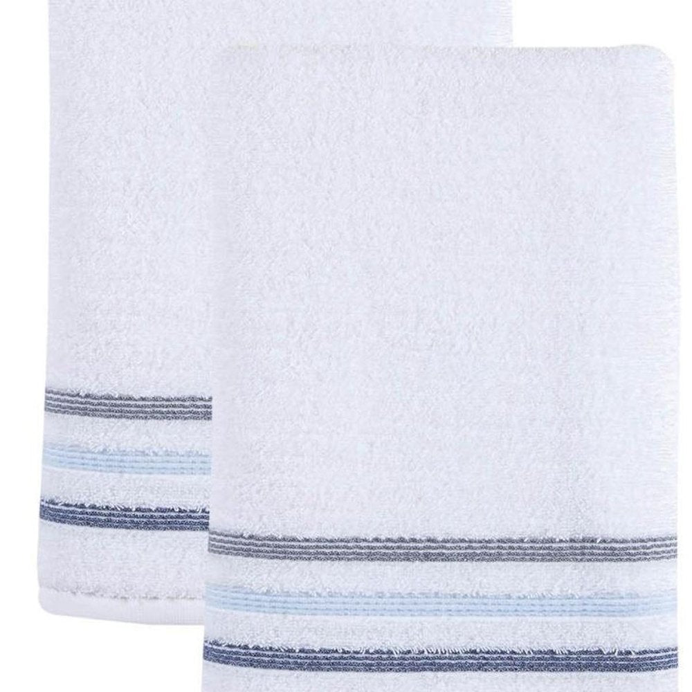 Set of Two White Turkish Cotton 54" X 27" Bath Towels