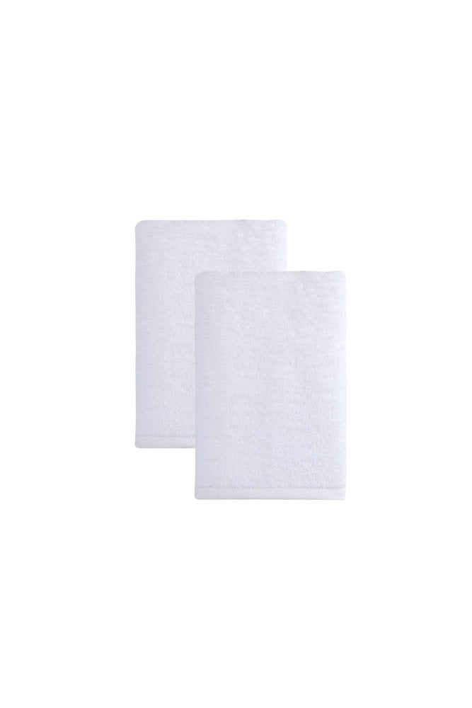 Set of Two White Turkish Cotton 54" X 27" Bath Towels