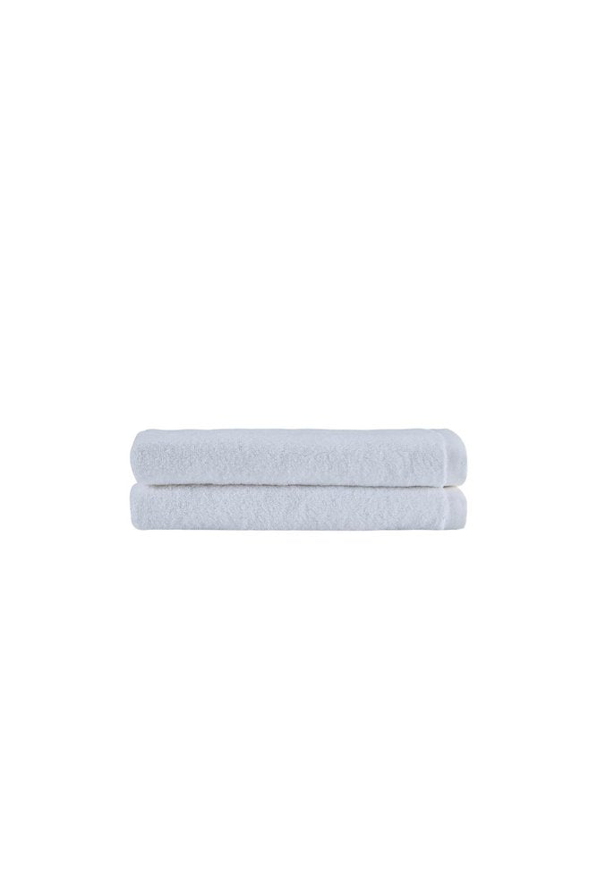 Set of Two White Turkish Cotton 54" X 27" Bath Towels