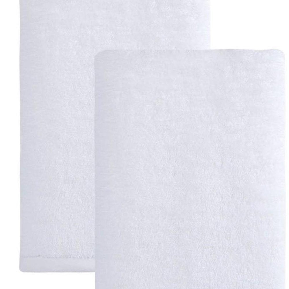 Set of Two White Turkish Cotton 54" X 27" Bath Towels