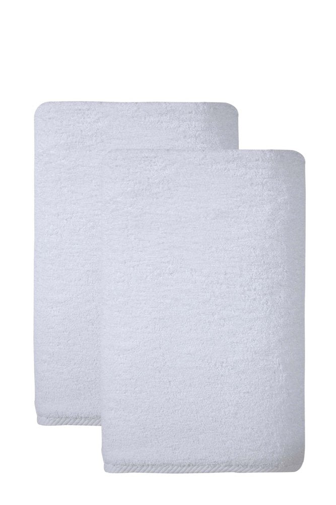 Set of Two White Turkish Cotton 70" X 40" Bath Sheet