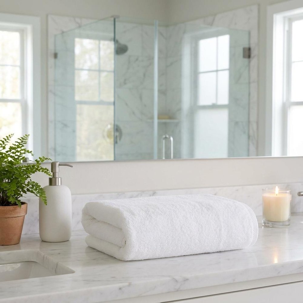 Set of Two White Turkish Cotton 70" X 40" Bath Sheet