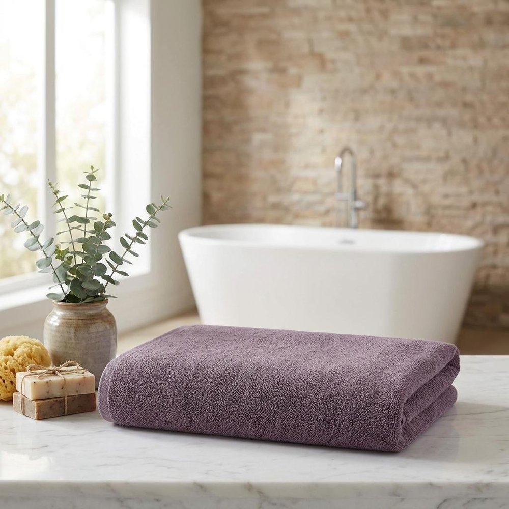 Set of Two Purple Turkish Cotton 70" X 40" Bath Sheet