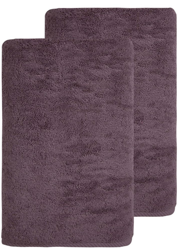 Set of Two Purple Turkish Cotton 70" X 40" Bath Sheet close-up detail