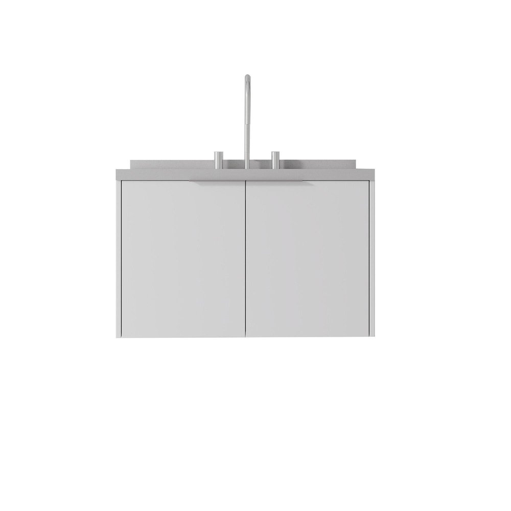 30" White Wood Floating Double Door Bathroom Vanity With Sink