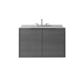 36" Gray Wood Floating Double Door Bathroom Vanity With White Sink