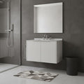 36" White Wood Floating Double Door Bathroom Vanity With Sink close-up detail