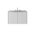 36" White Wood Floating Double Door Bathroom Vanity With Sink