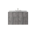 36" Gray Wood Floating Double Door Bathroom Vanity With White Sink