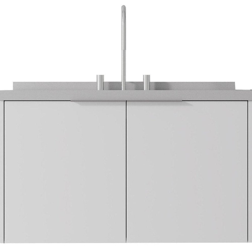 36" White Wood Floating Double Door Bathroom Vanity With Sink