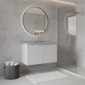 36" White Wood Floating Double Door Bathroom Vanity With Sink close-up detail