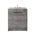 30" Gray Wood Freestanding Double Door Bathroom Vanity With White Sink