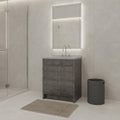 30" Gray Wood Freestanding Double Door Bathroom Vanity With White Sink close-up detail