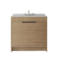 36" Brown Wood Freestanding Double Door Bathroom Vanity With White Sink