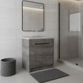 36" Gray Wood Freestanding Double Door Bathroom Vanity With White Sink close-up detail