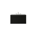 30" Black Wood Floating Double Door Bathroom Vanity With White Sink