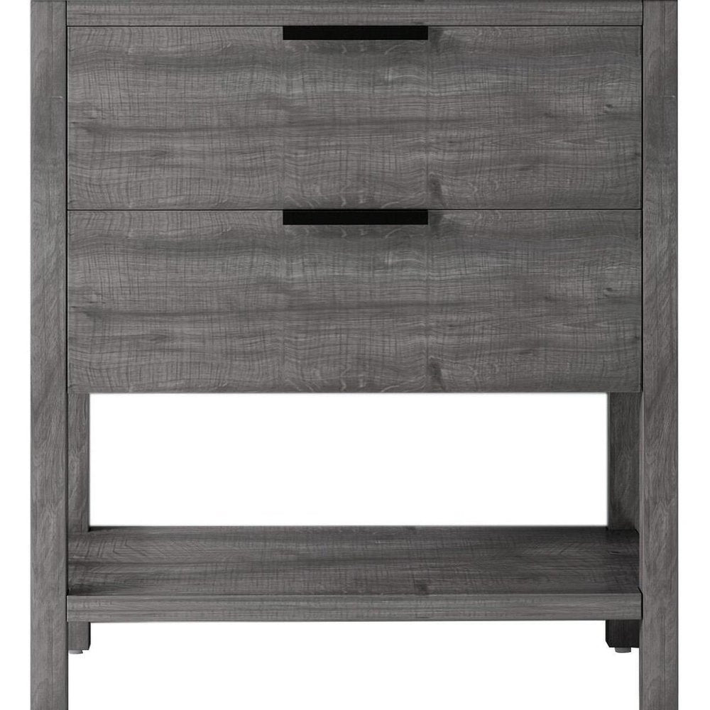 36" Gray Wood Freestanding Bathroom Vanity With White Sink And Two Drawers