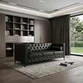 79" Black Faux Leather Sofa