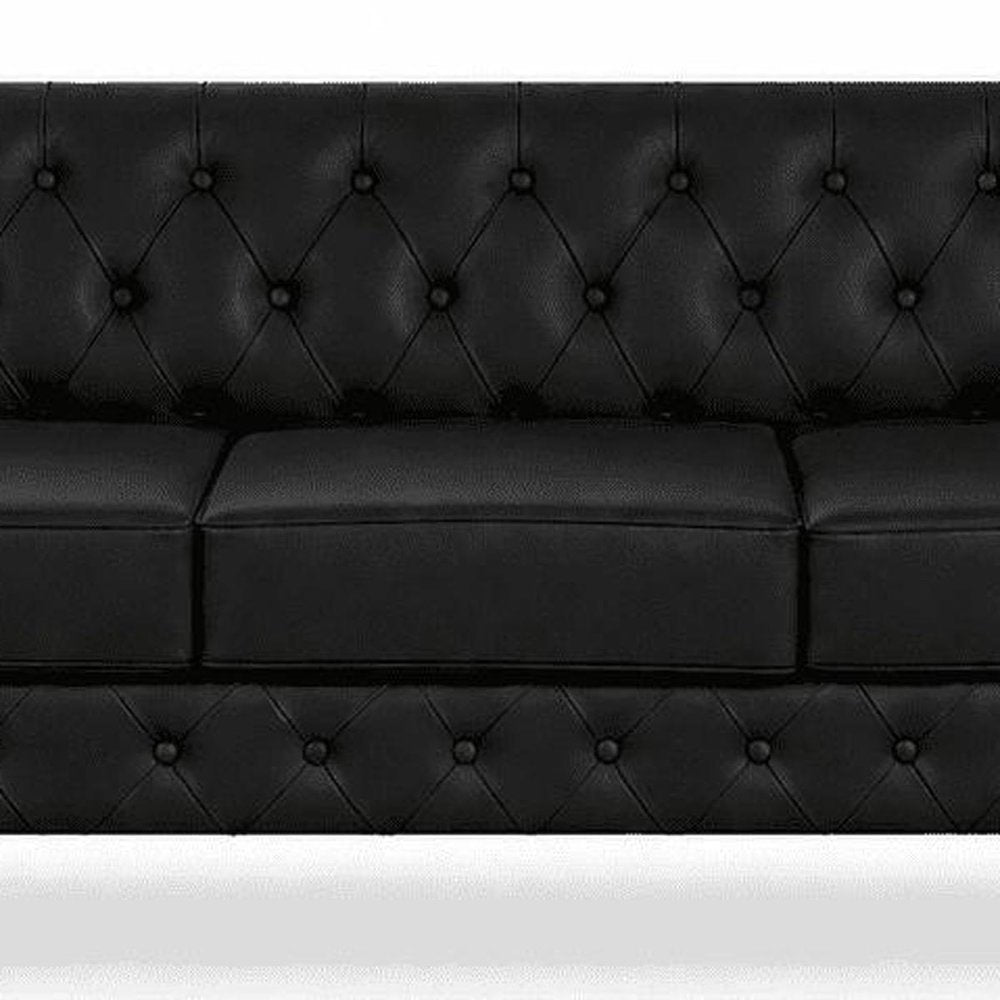79" Brown Faux Leather Sofa close-up detail