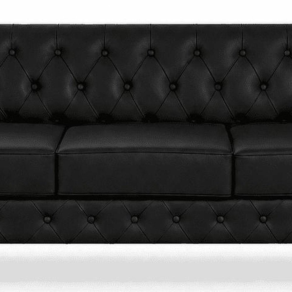 79" Brown Faux Leather Sofa close-up detail