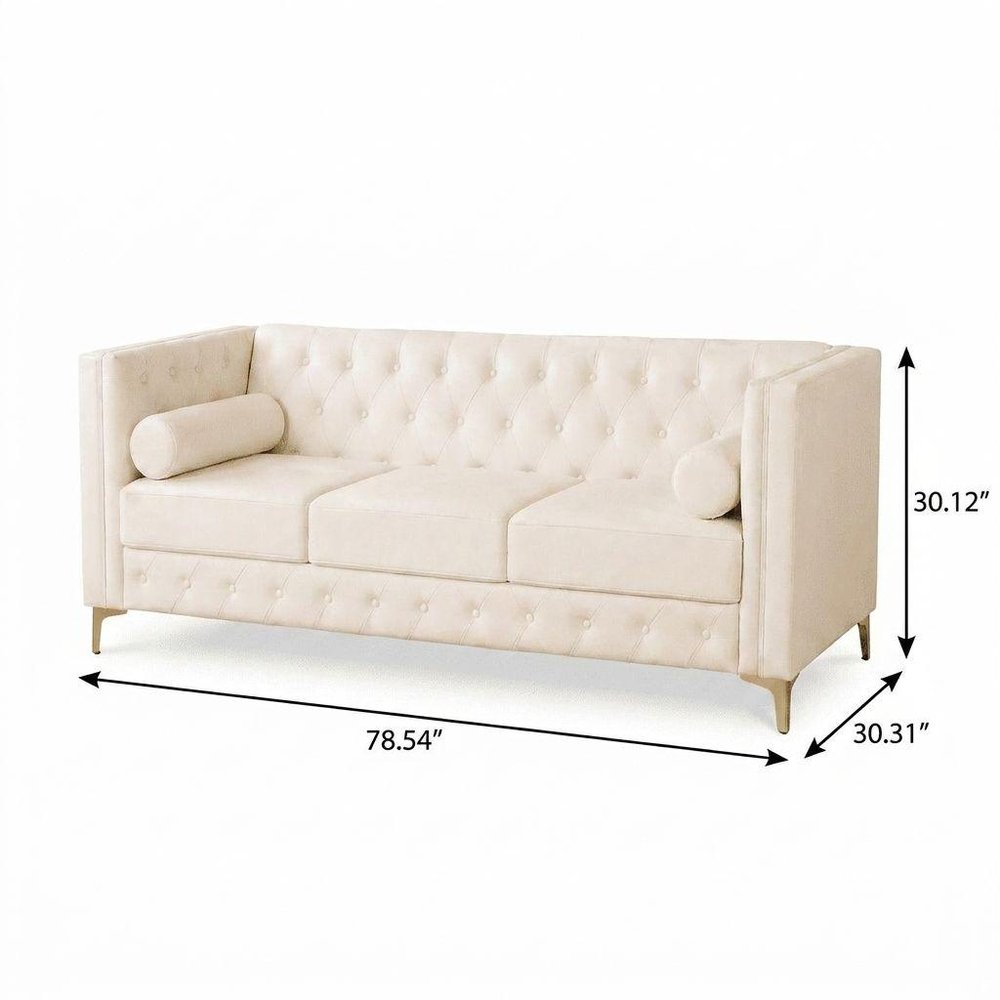 79" Black Faux Leather Sofa