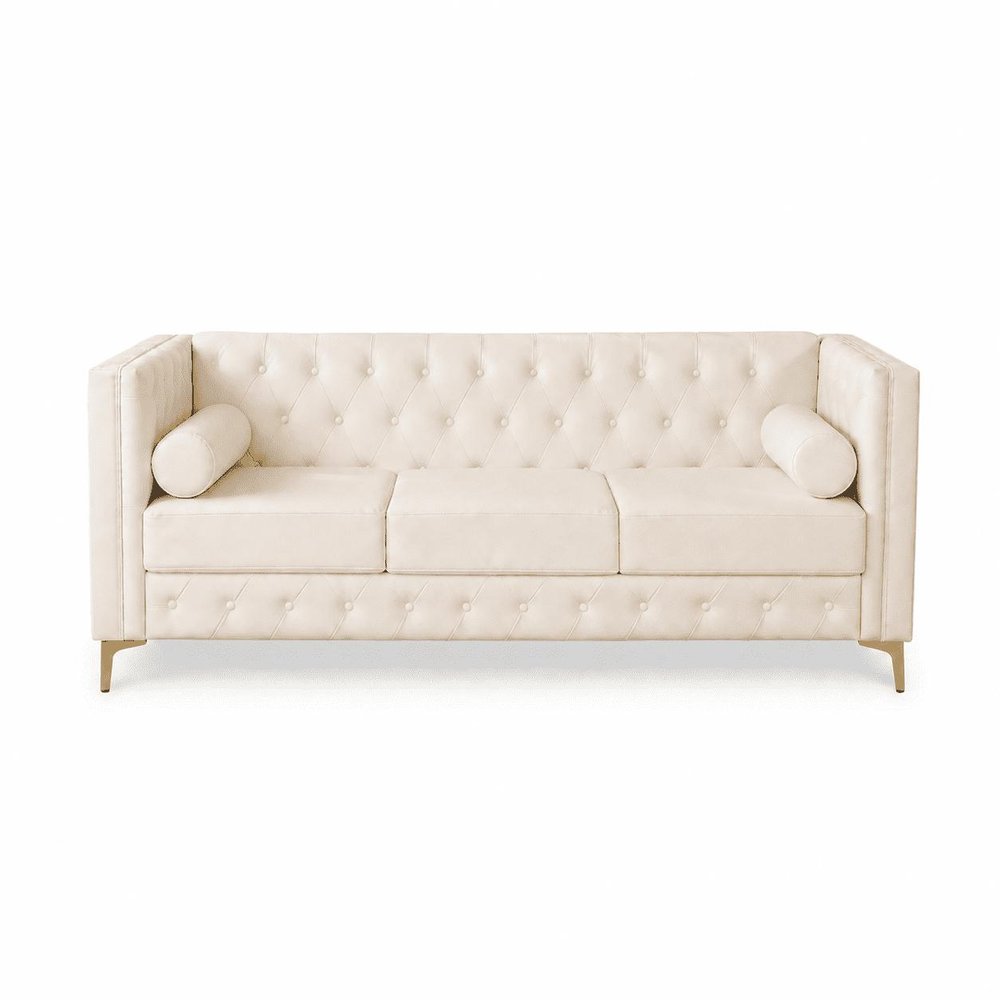 79" Black Faux Leather Sofa