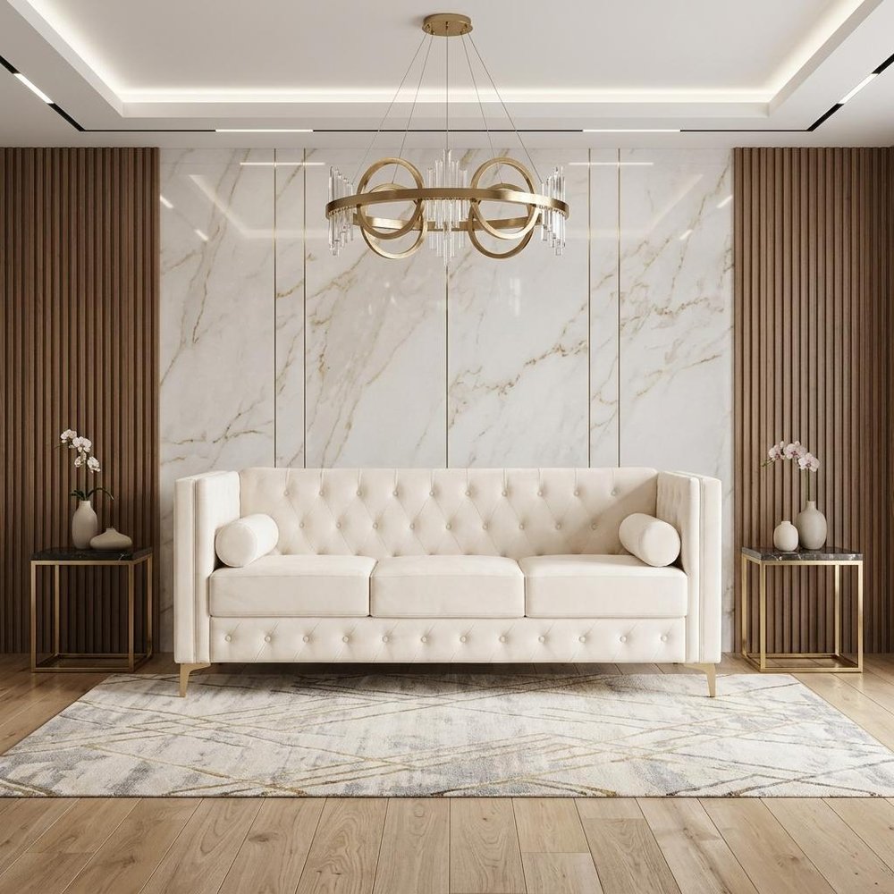 79" Brown Faux Leather Sofa