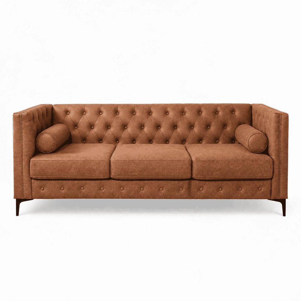 79" Black Faux Leather Sofa