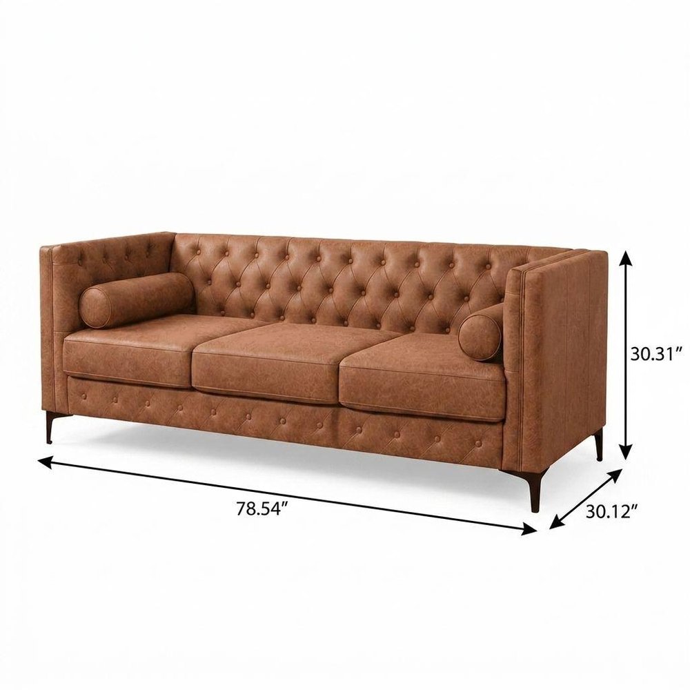 79" Black Faux Leather Sofa