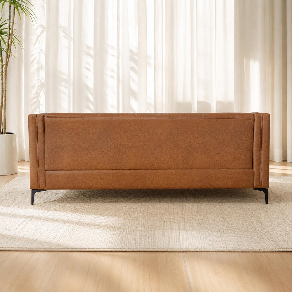 79" Black Faux Leather Sofa