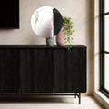 68" Black Wood Enclosed Storage TV Stand